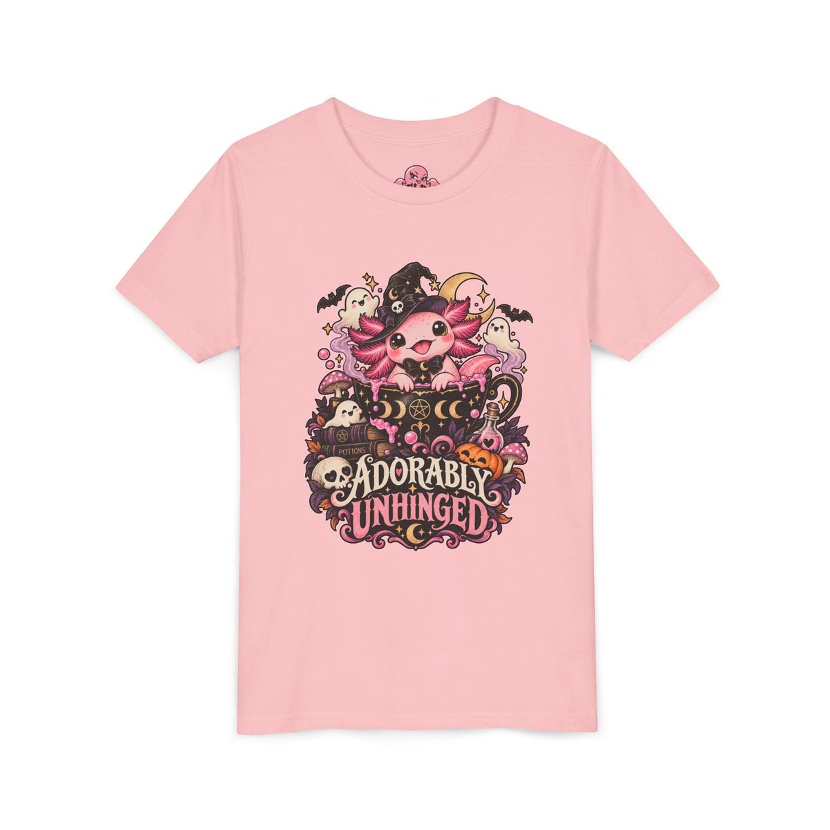 Adorably Unhinged Axolotl Halloween Youth T-Shirt | Feral Little Darling