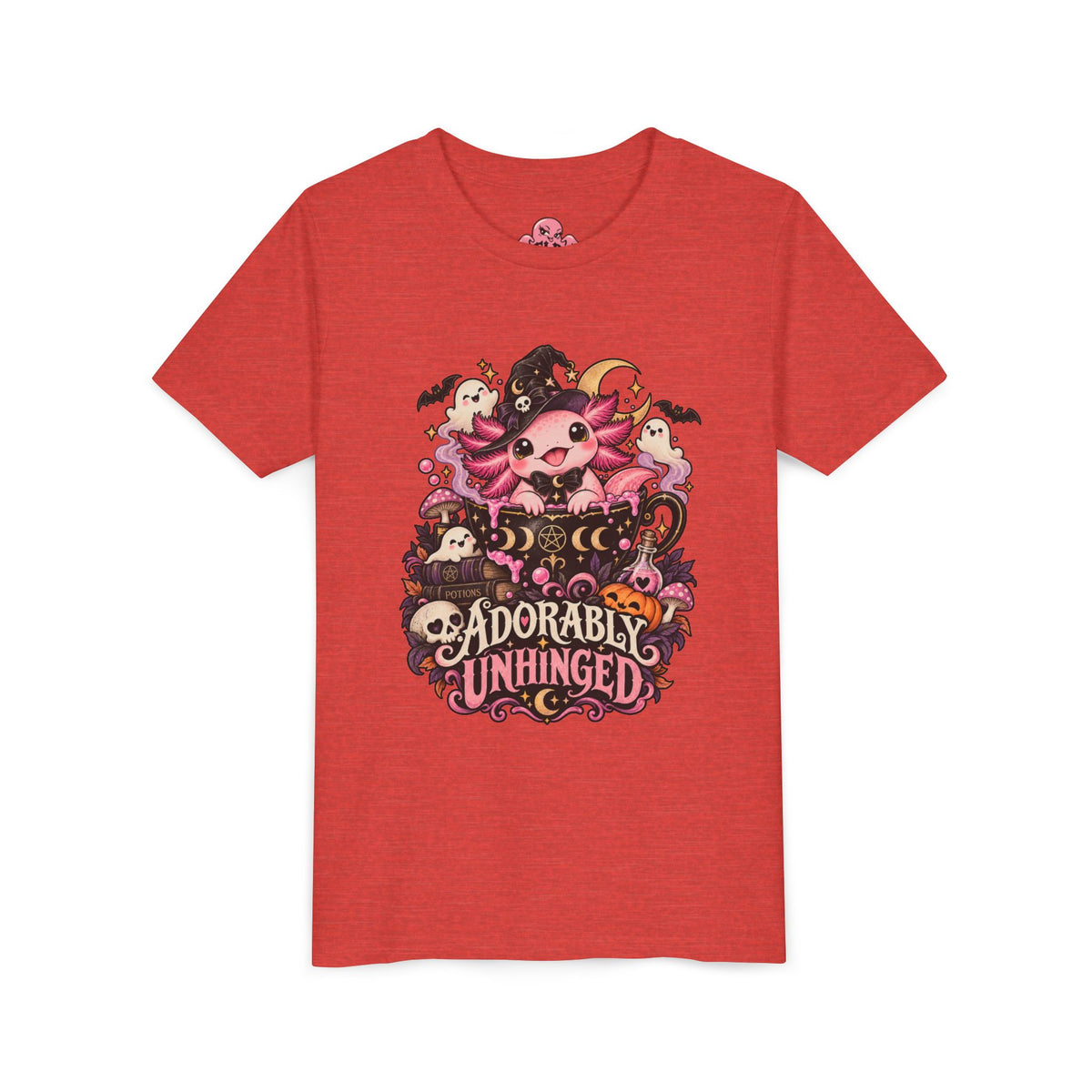 Adorably Unhinged Axolotl Halloween Youth T-Shirt | Feral Little Darling