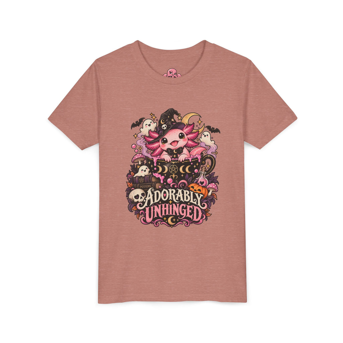 Adorably Unhinged Axolotl Halloween Youth T-Shirt | Feral Little Darling