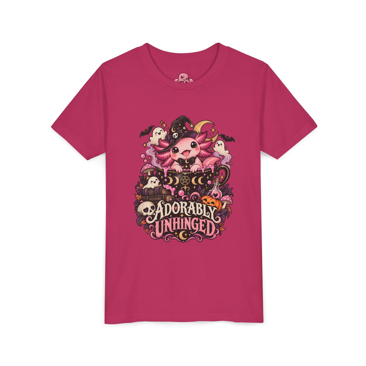 Adorably Unhinged Axolotl Halloween Youth T-Shirt | Feral Little Darling