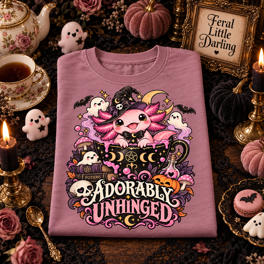 Adorably Unhinged Axolotl Halloween Youth T-Shirt | Feral Little Darling