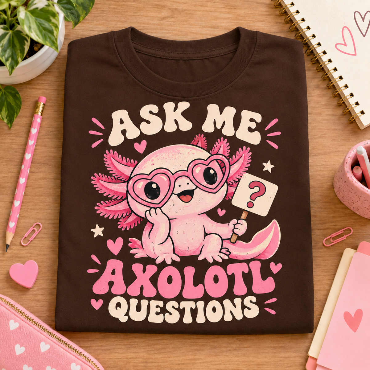 Ask Me Axolotl Questions youth T-shirt in Dark Chocolate