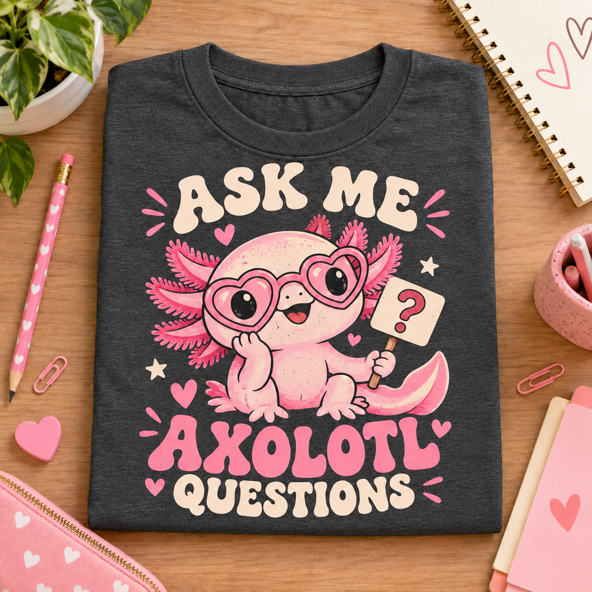 Ask Me Axolotl Questions youth T-shirt in Dark Heather
