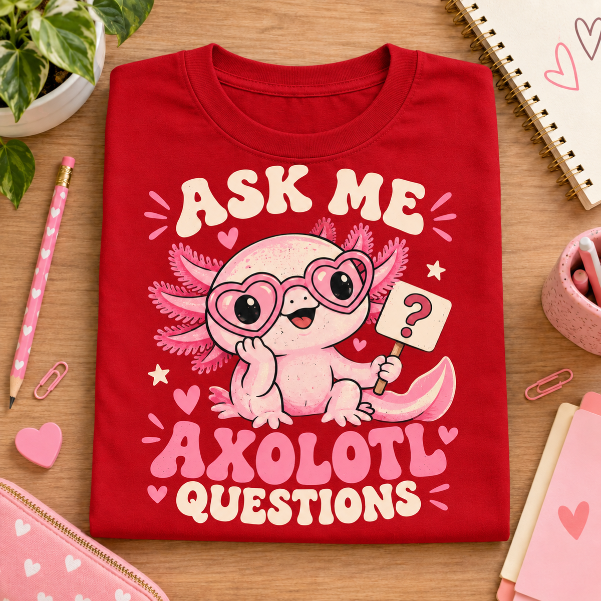 Ask Me Axolotl Questions youth T-shirt in Red