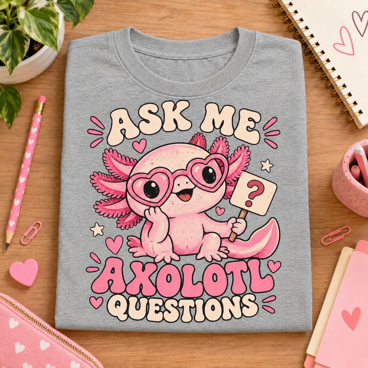 Ask Me Axolotl Questions youth T-shirt in Sport Grey