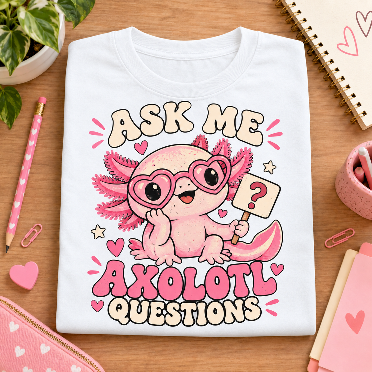 Ask Me Axolotl Questions youth T-shirt in White