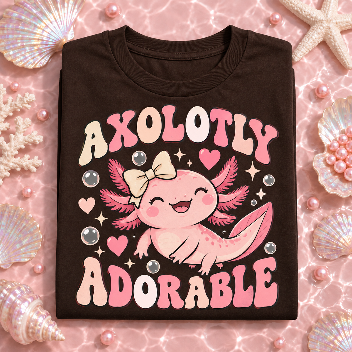 Axolotly Adorable youth T-shirt in Dark Chocolate