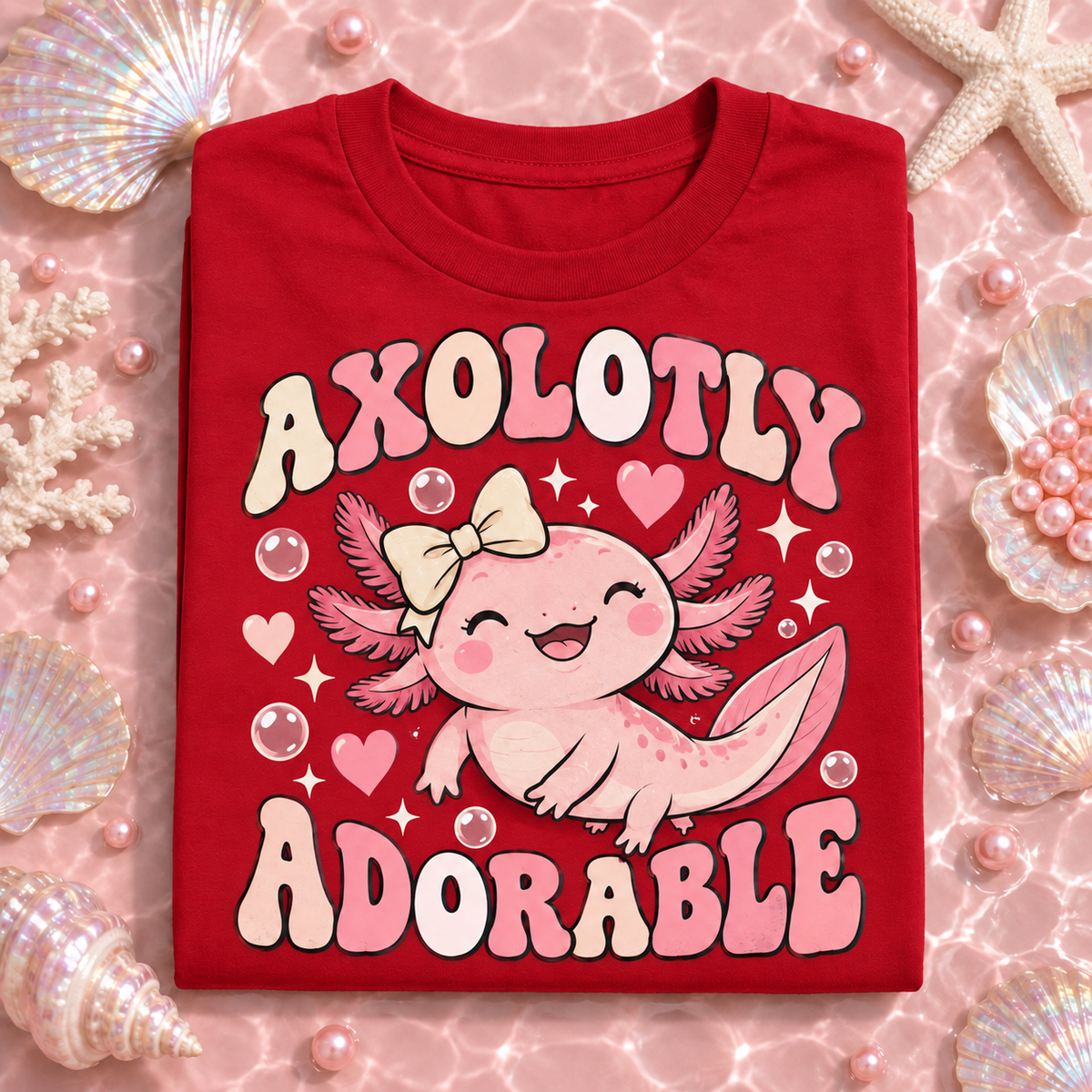 Axolotly Adorable youth T-shirt in Red