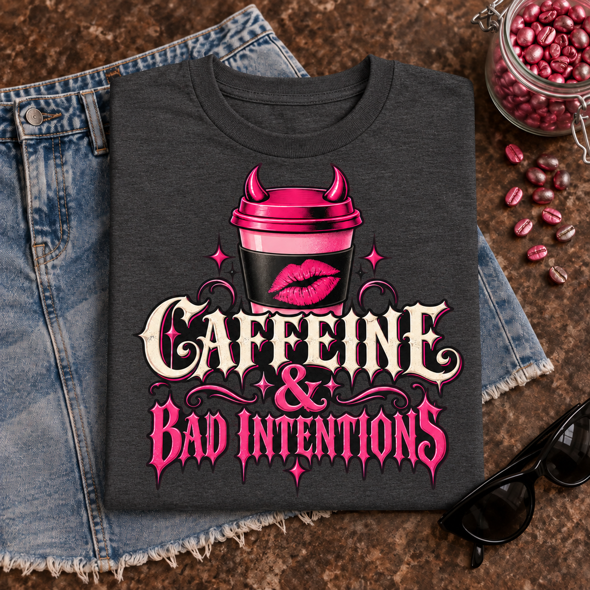 Caffeine & Bad Intentions color Dark Heather