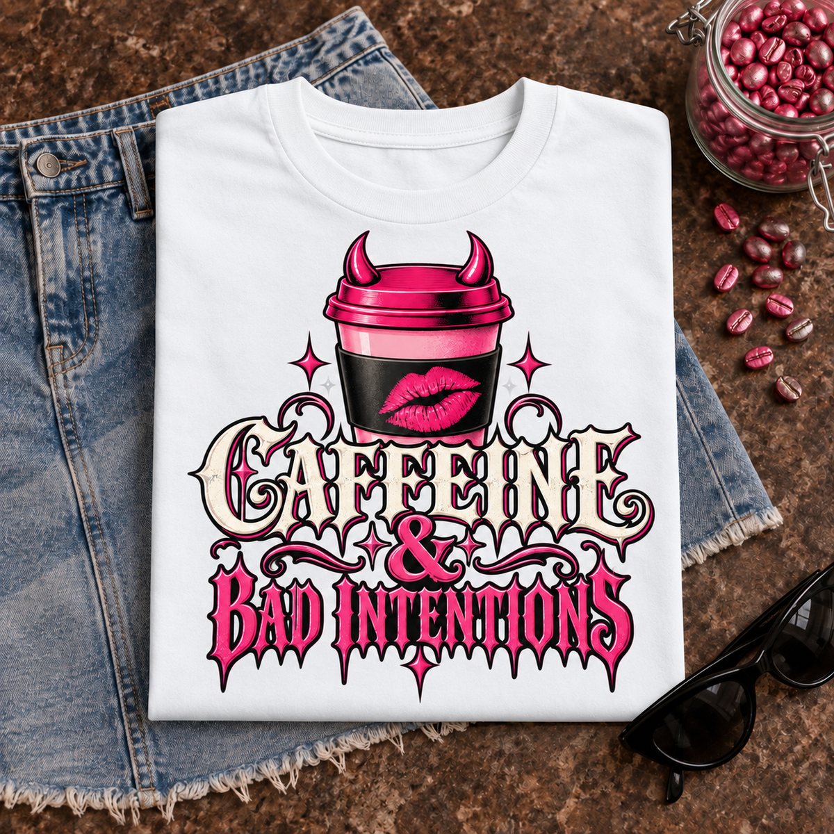 Caffeine & Bad Intentions color White