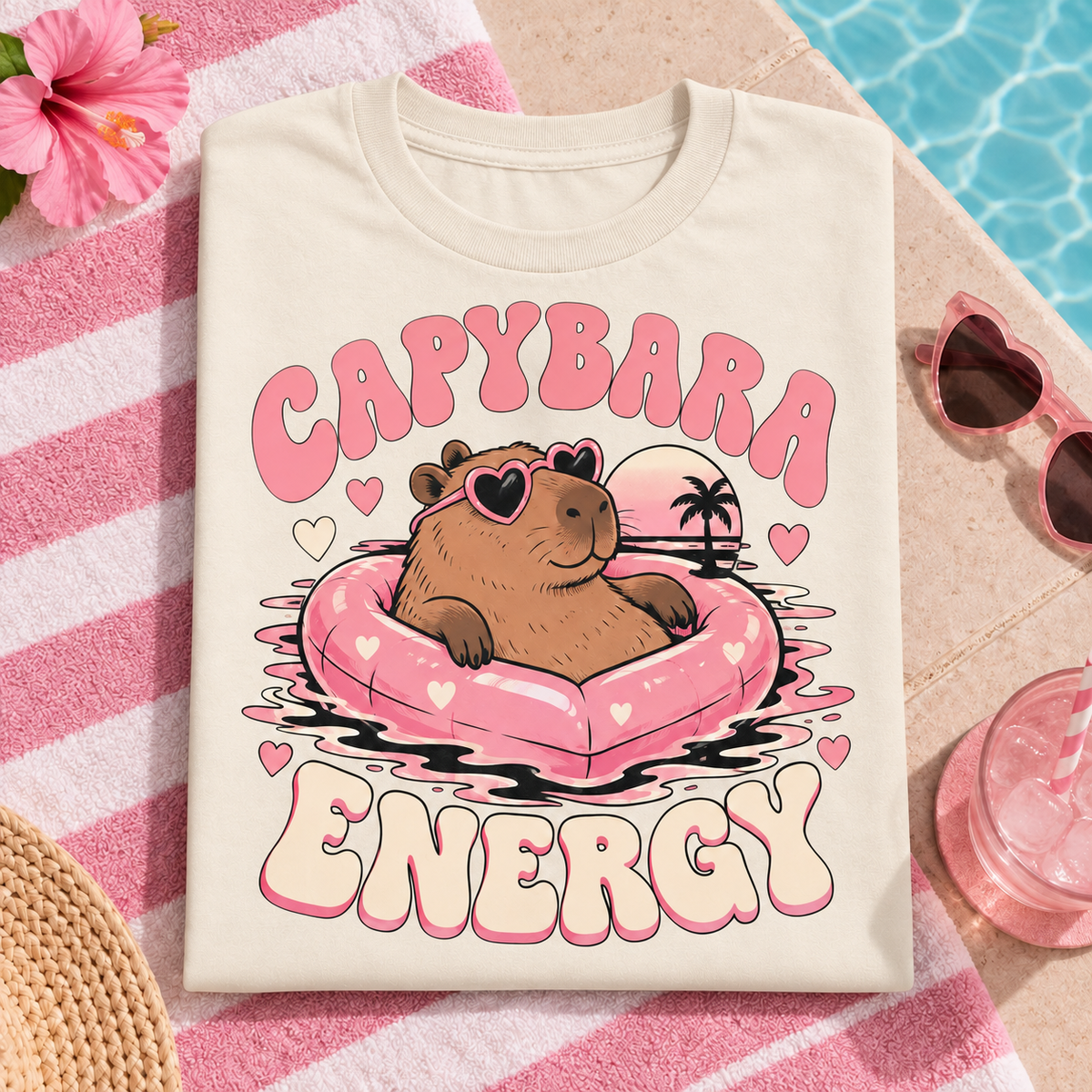 Capybara Energy youth T-shirt in Natural