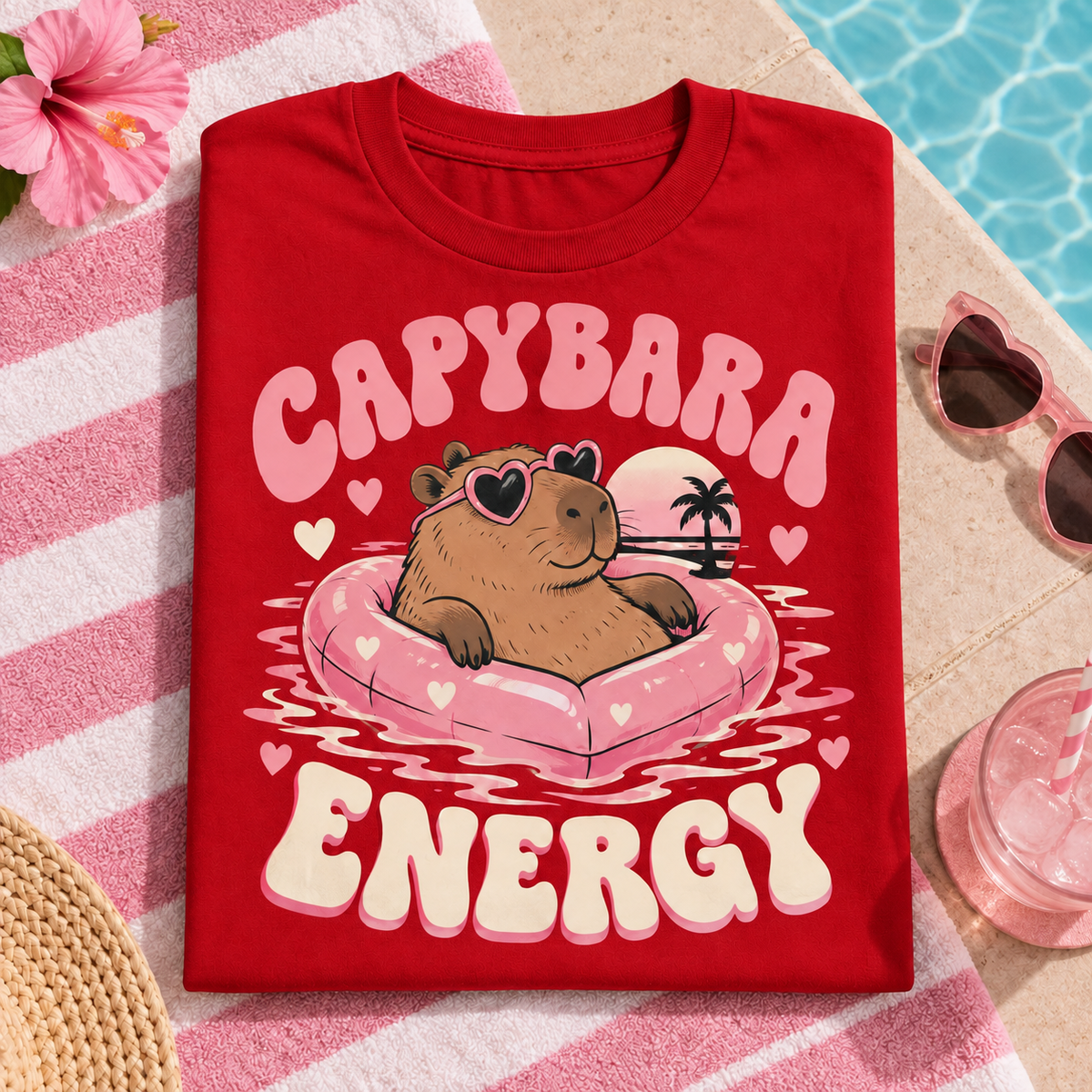 Capybara Energy youth T-shirt in Red