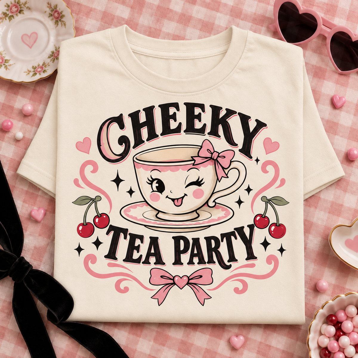Cheeky Tea Party Youth T-Shirt color Natural