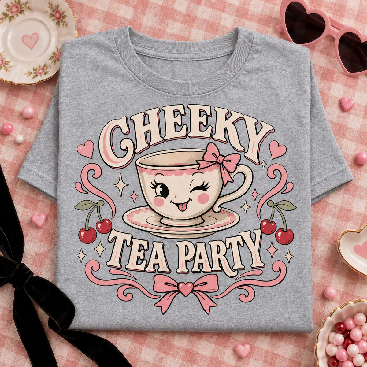 Cheeky Tea Party Youth T-Shirt color Sport Grey