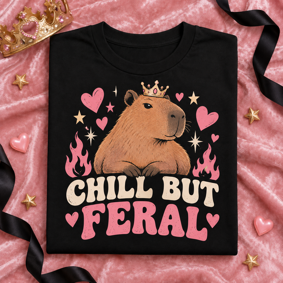 Chill but Feral capybara youth T-shirt in Black