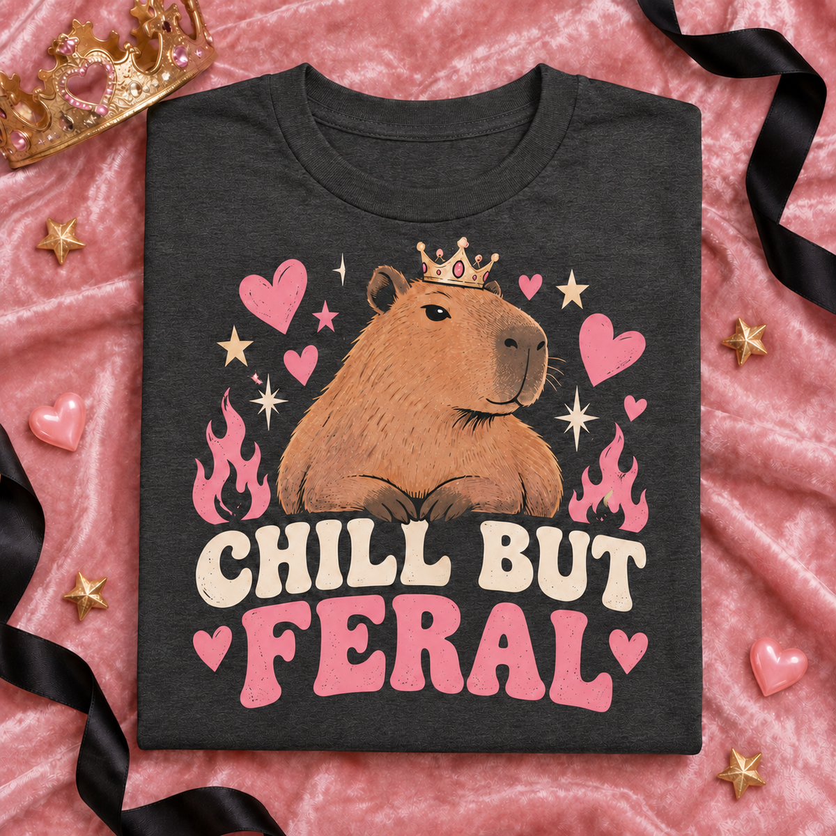 Chill but Feral capybara youth T-shirt in Dark Heather