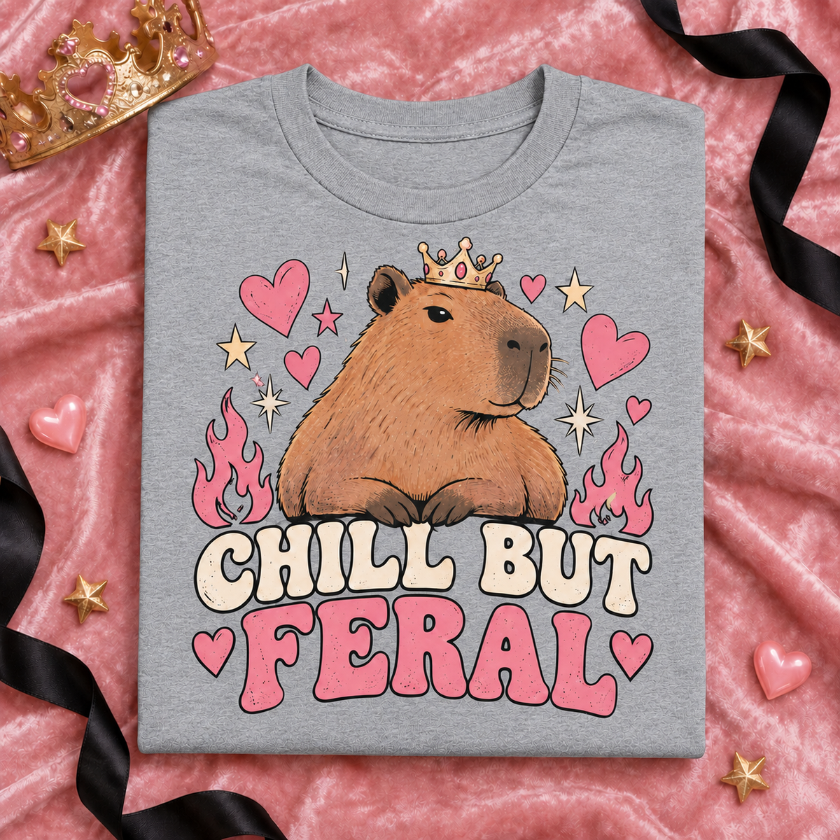 Chill but Feral capybara youth T-shirt in Sport Grey