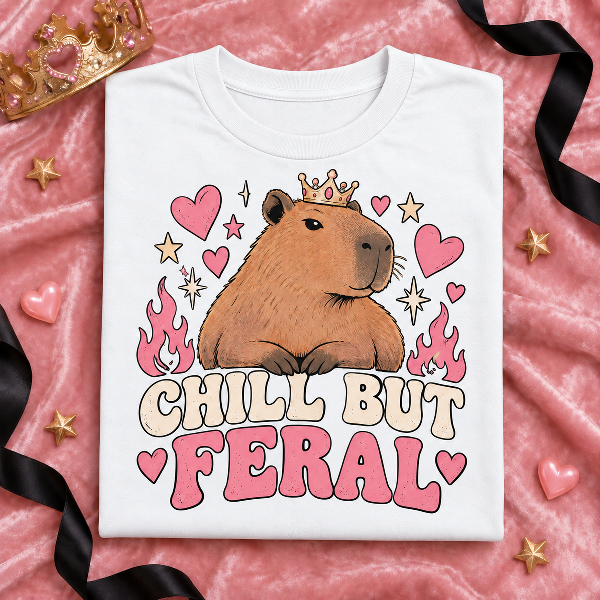 Chill but Feral capybara youth T-shirt in White