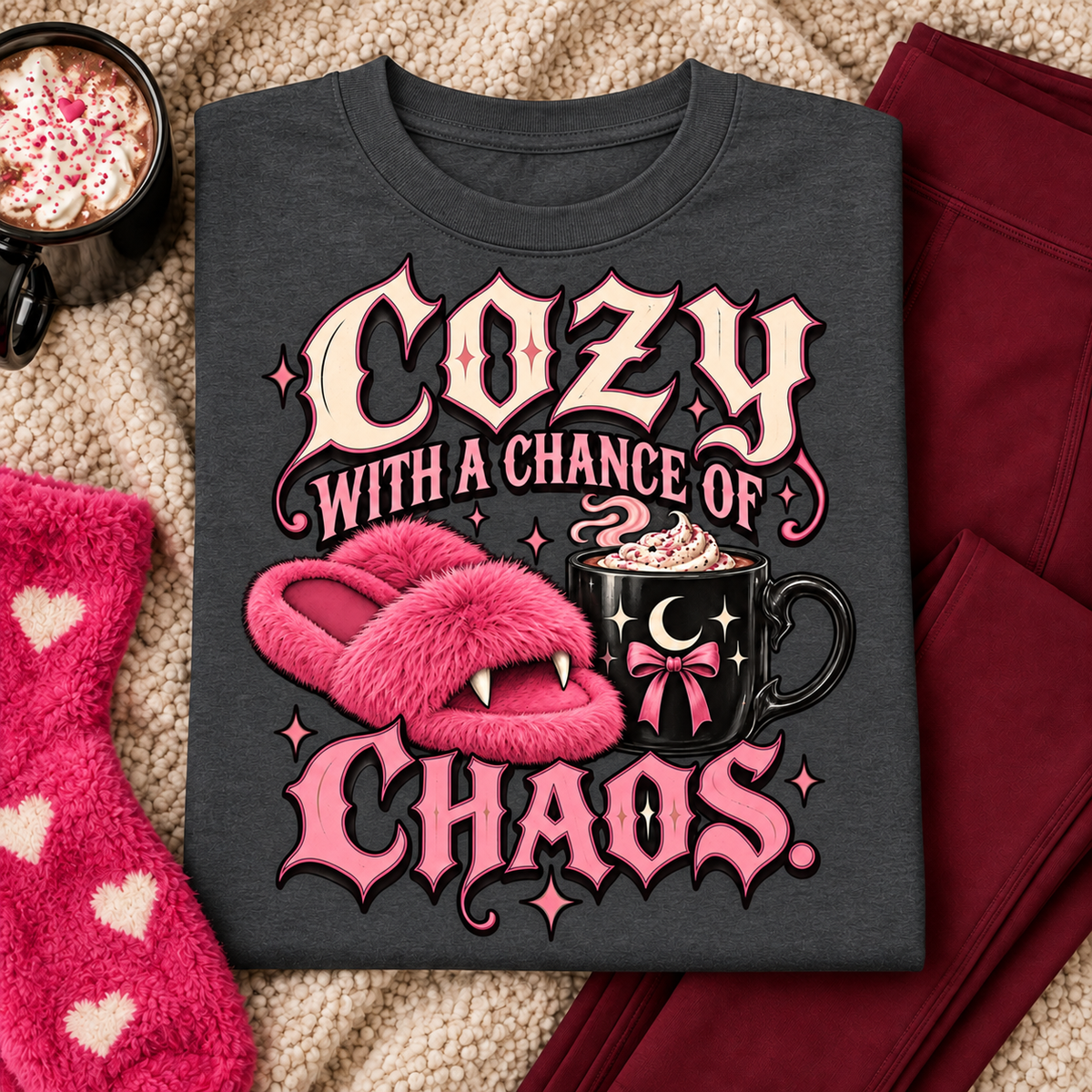 Cozy With a Chance of Chaos color Dark Heather