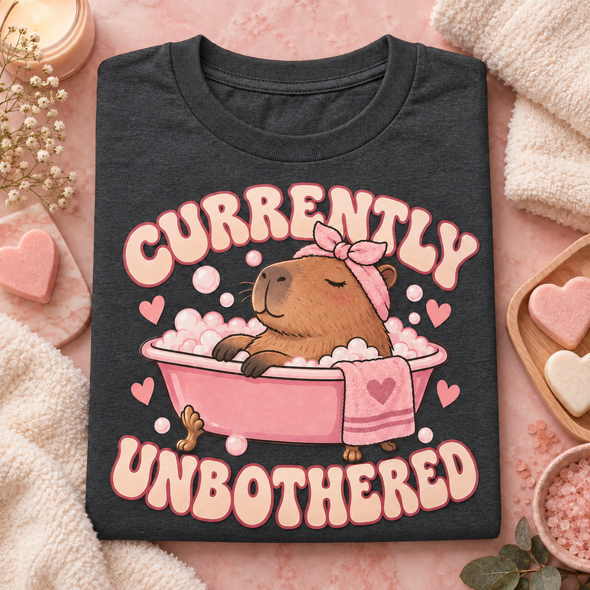 Currently Unbothered capybara youth T-shirt in Dark Heather