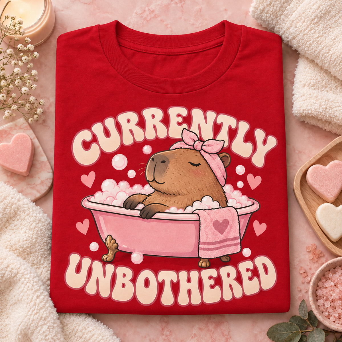 Currently Unbothered capybara youth T-shirt in Red