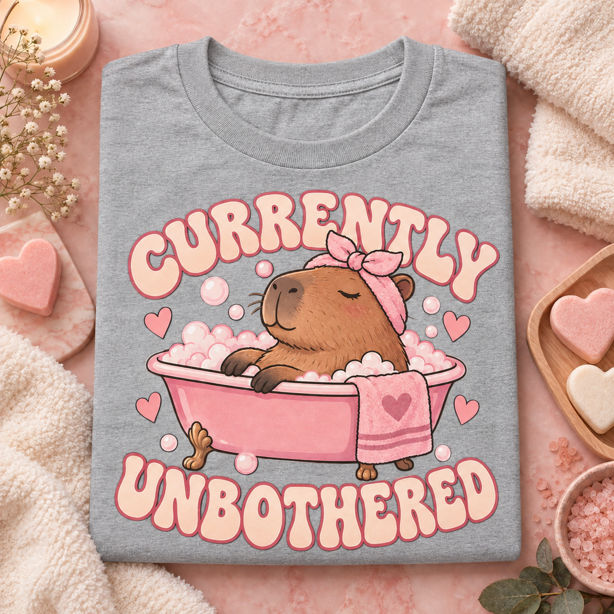 Currently Unbothered capybara youth T-shirt in Sport Grey