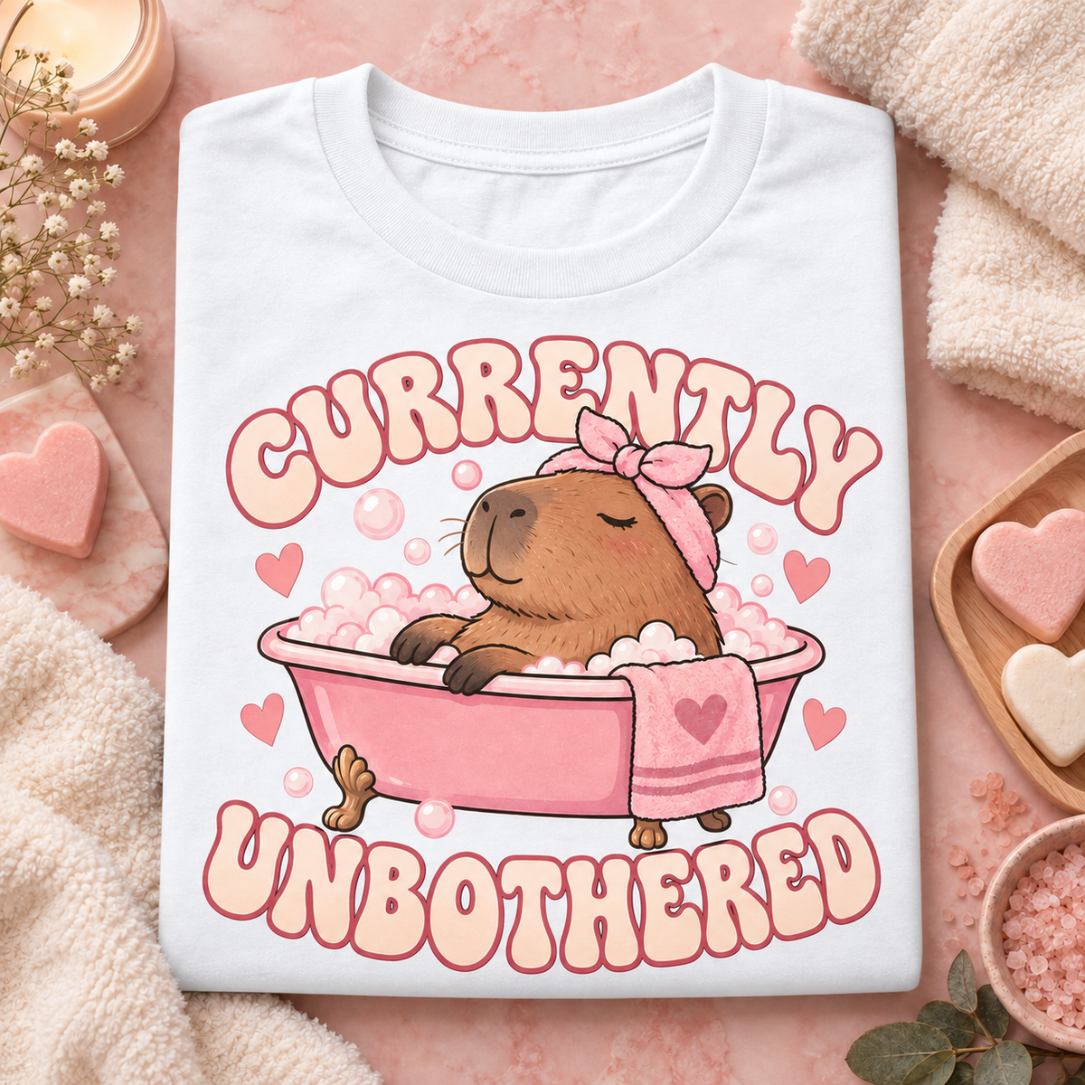 Currently Unbothered capybara youth T-shirt in White