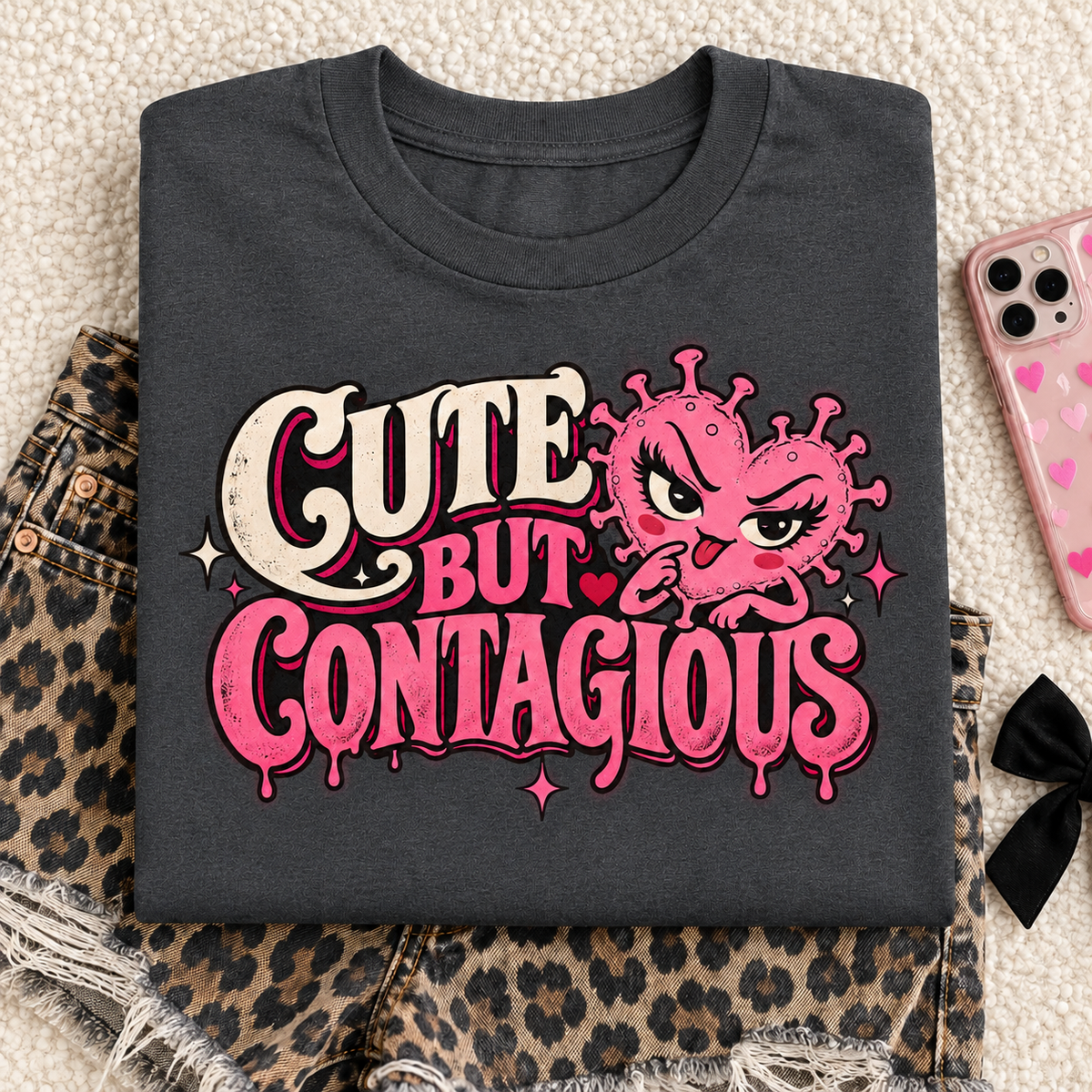 Cute But Contagious color Dark Heather