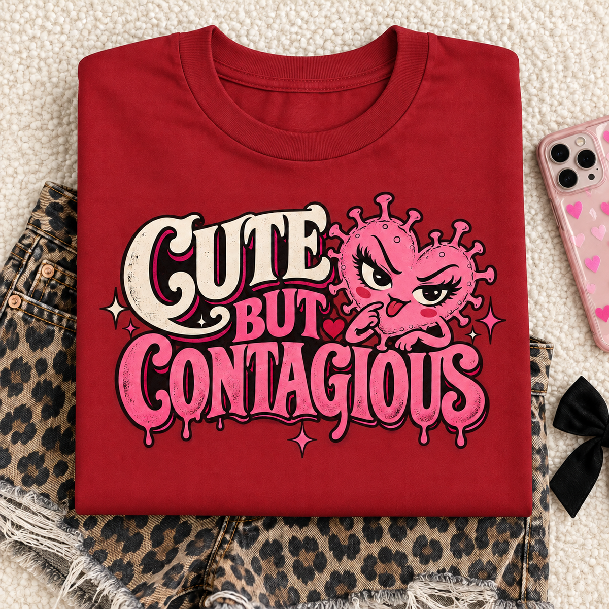 Cute But Contagious color Red