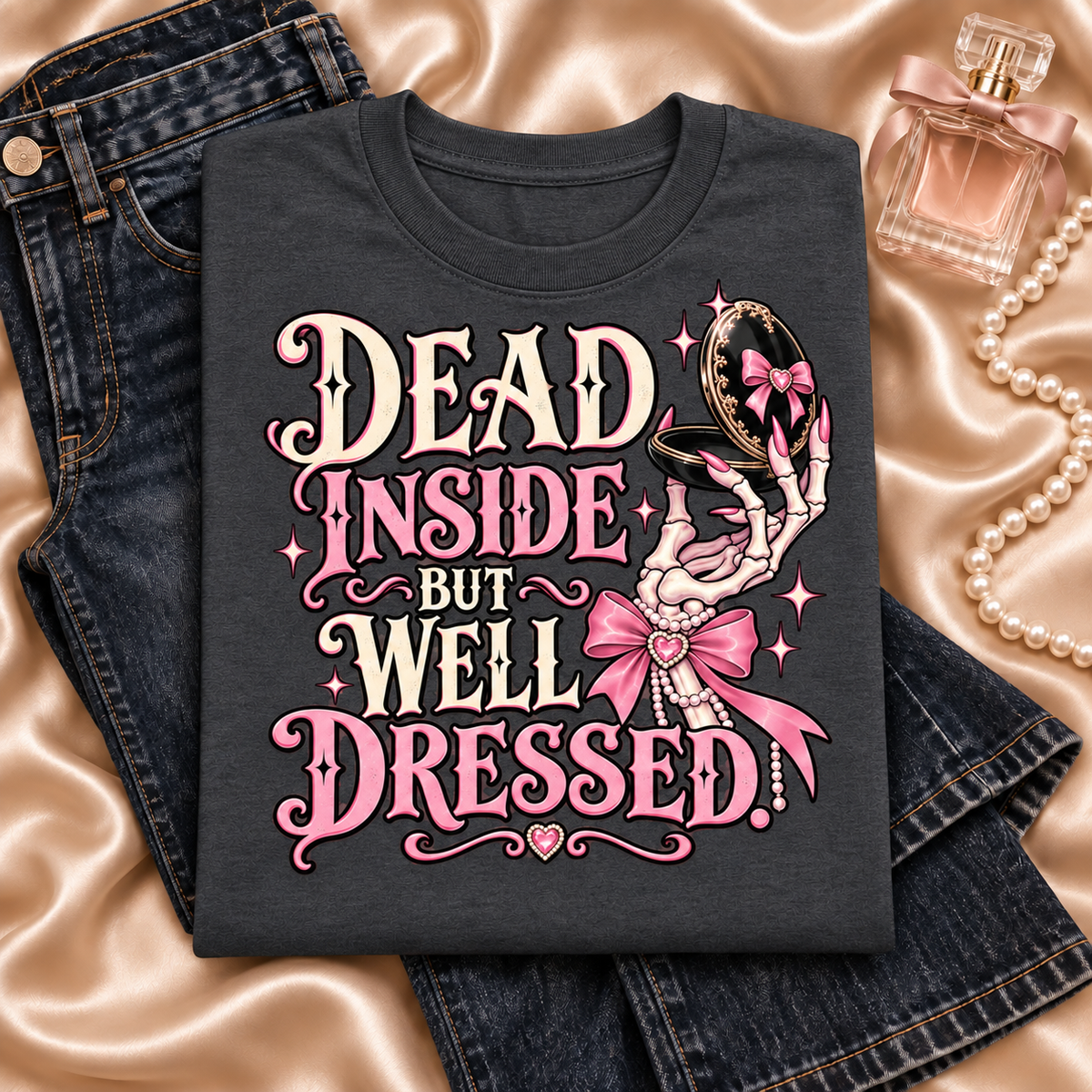 Dead Inside but Well Dressed color Dark Heather