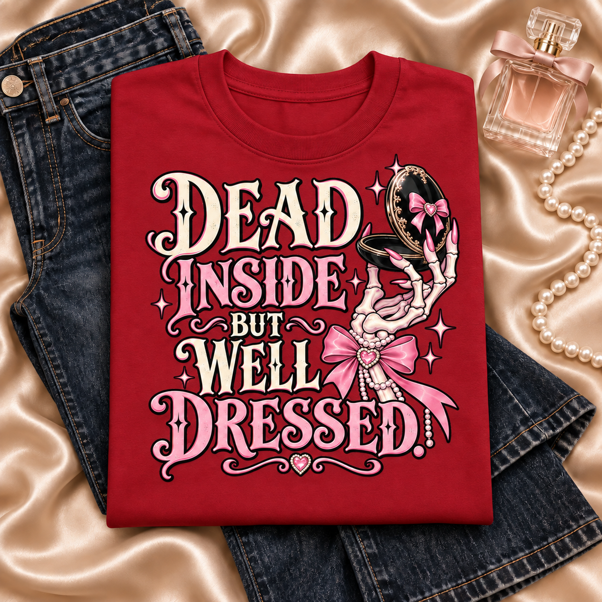 Dead Inside but Well Dressed color Red