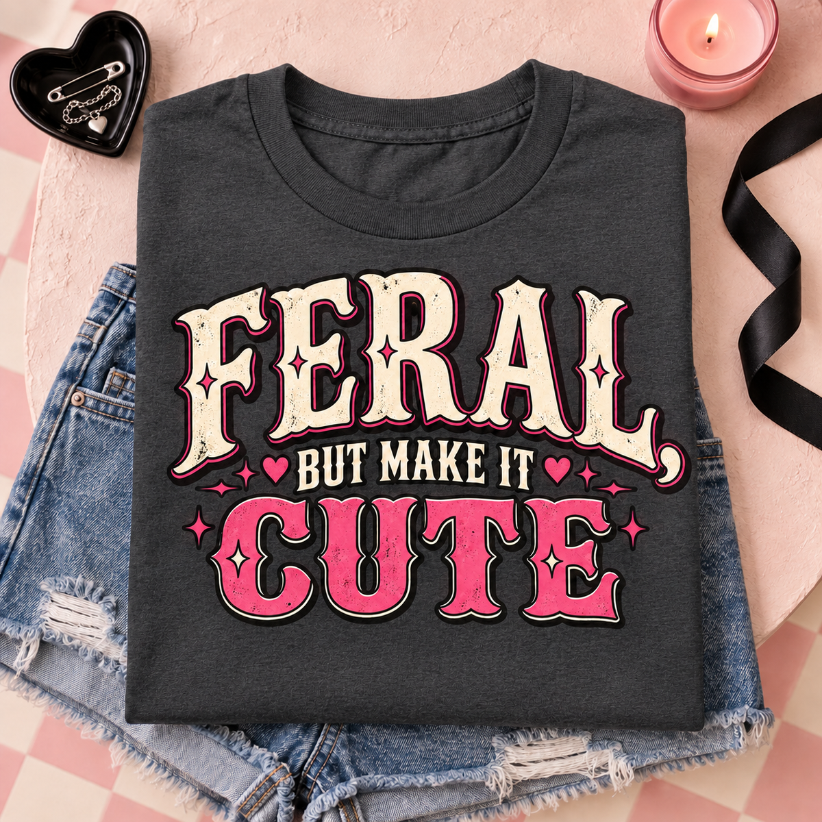 Feral But Make It Cute color Dark Heather