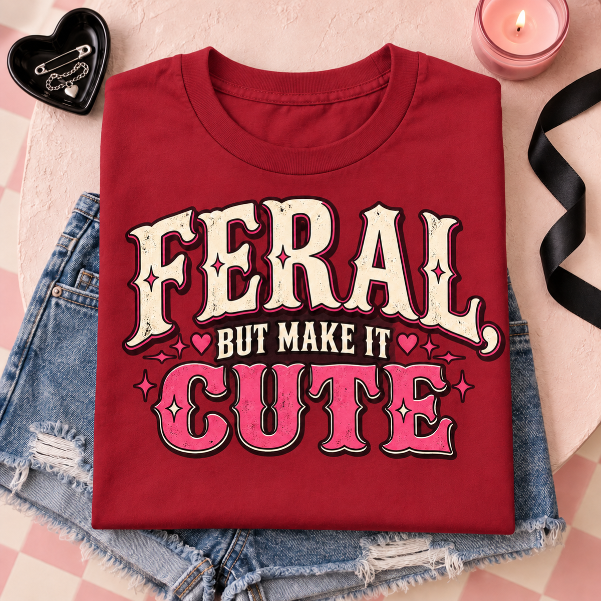 Feral But Make It Cute color Red