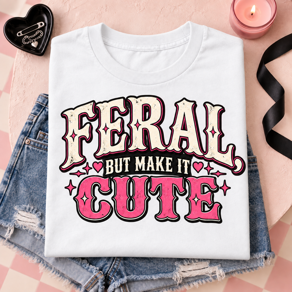 Feral But Make It Cute color White