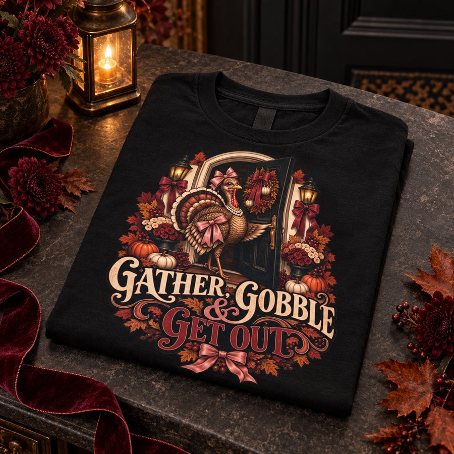 Gather, Gobble & Get Out Thanksgiving T-Shirt