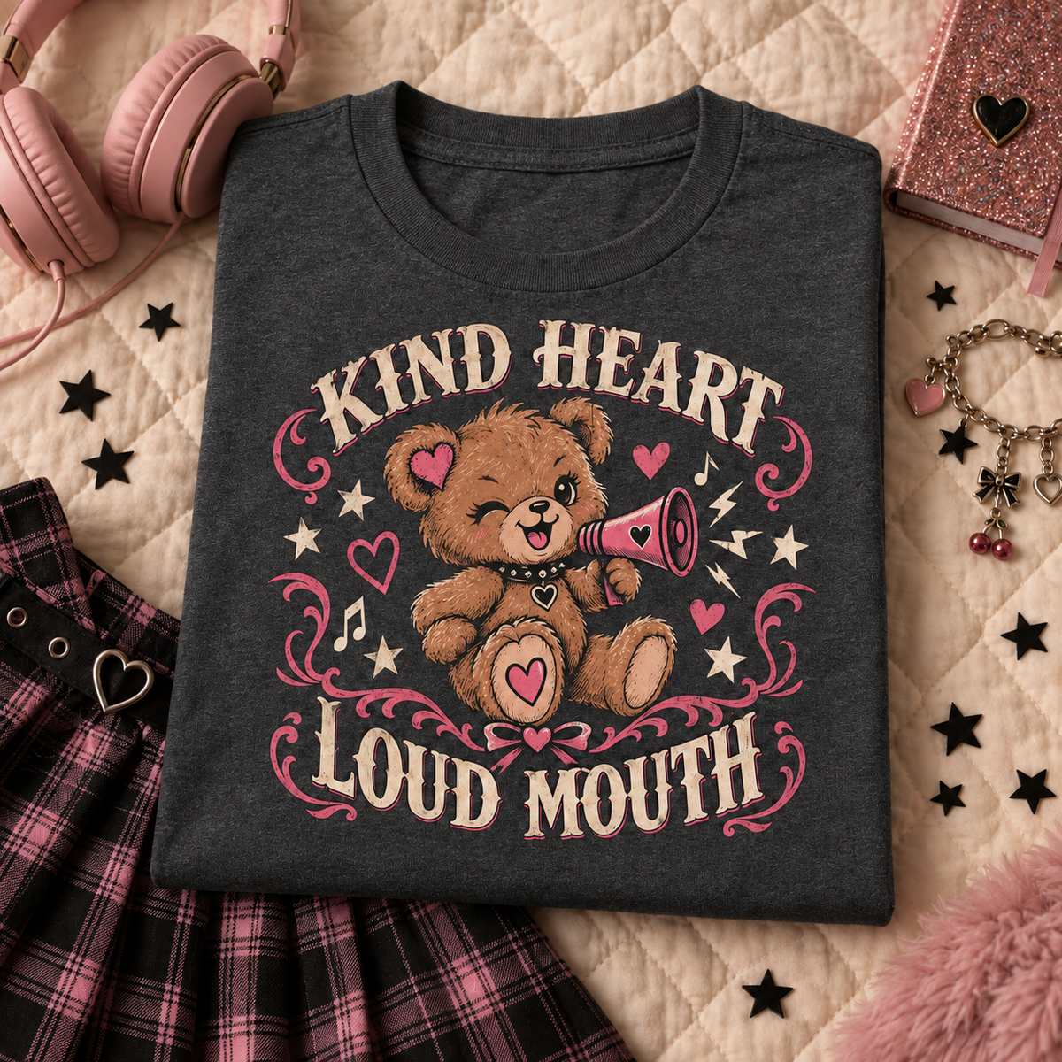 Kind Heart Loud Mouth Youth T-Shirt color Dark Heather