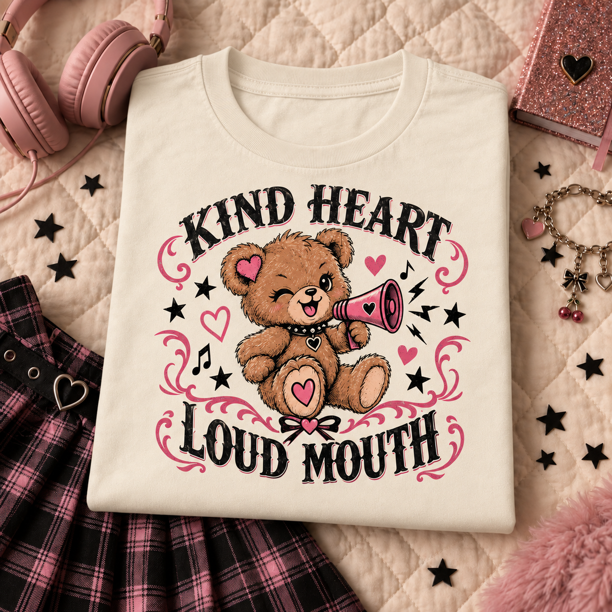 Kind Heart Loud Mouth Youth T-Shirt color Natural