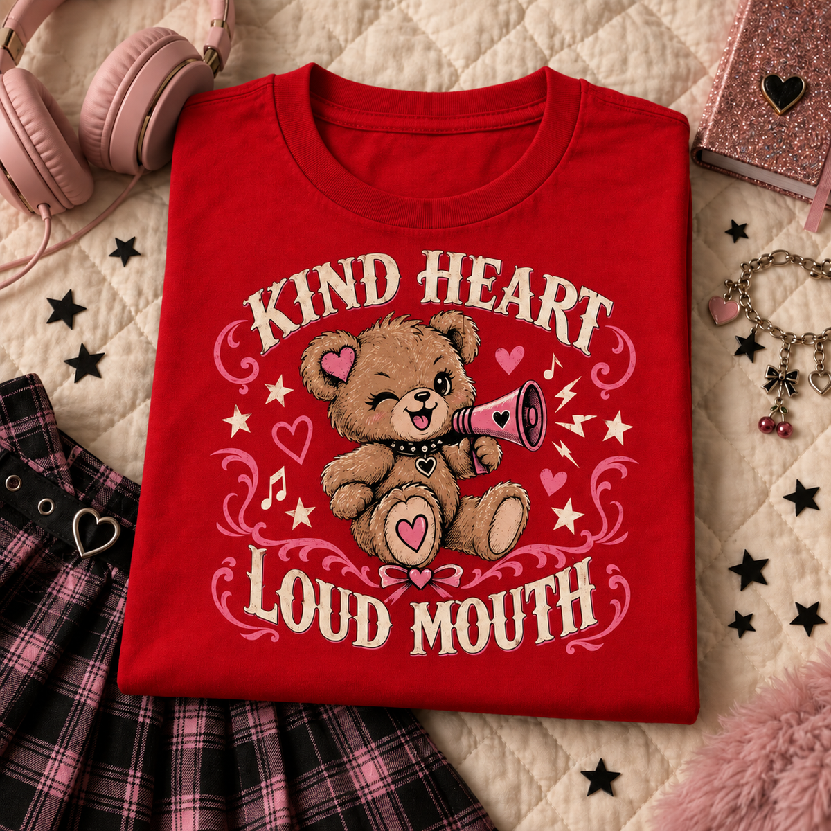 Kind Heart Loud Mouth Youth T-Shirt color Red
