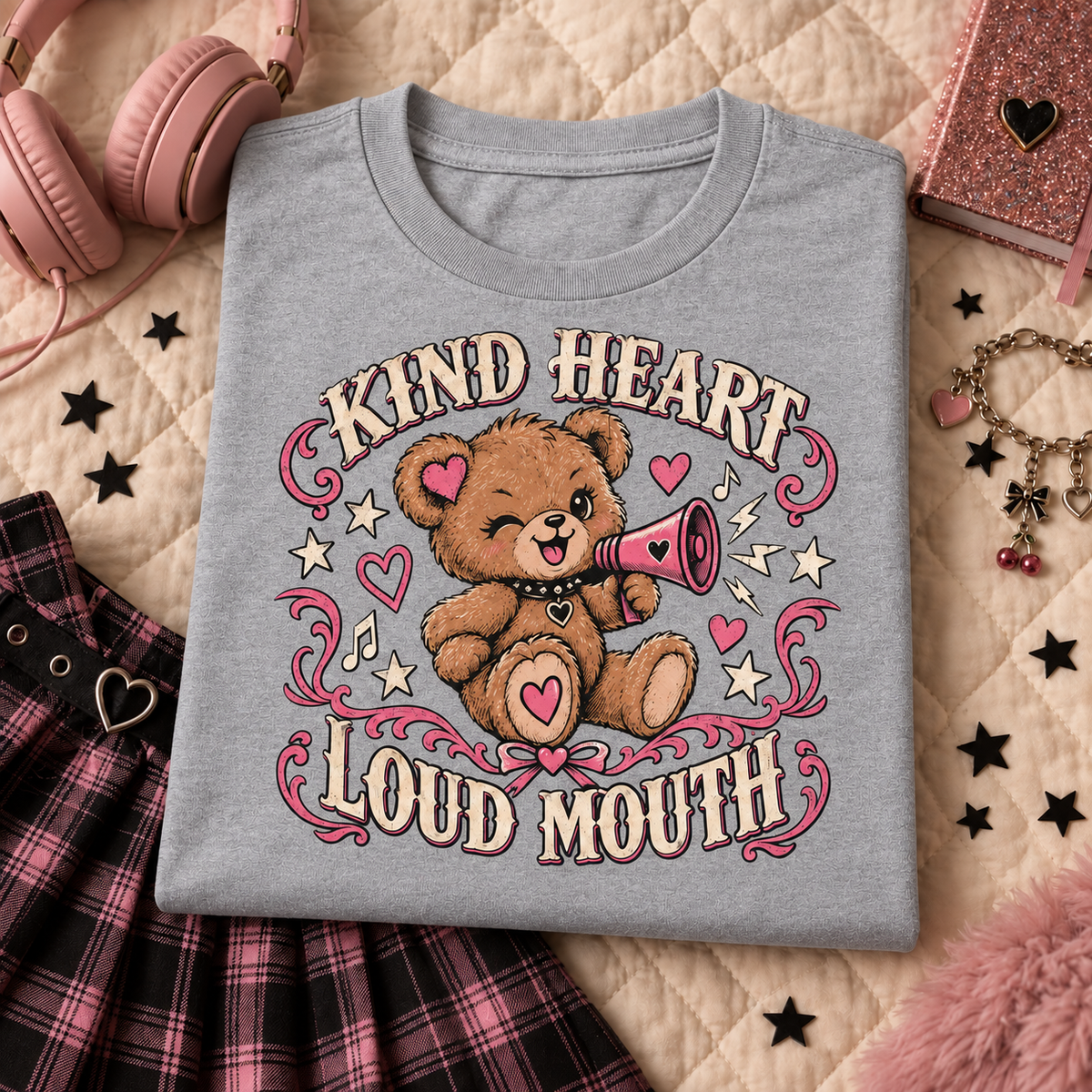 Kind Heart Loud Mouth Youth T-Shirt color Sport Grey