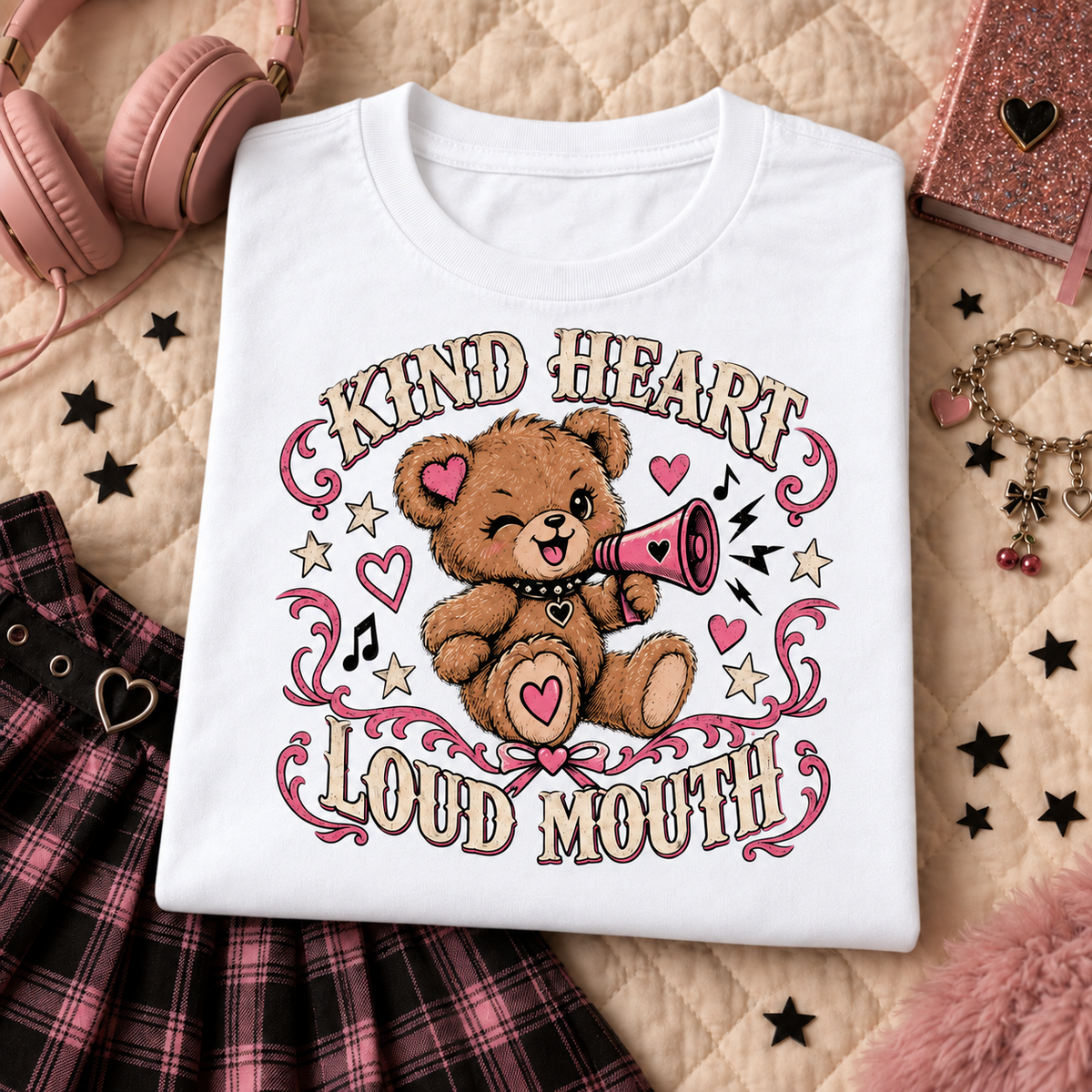 Kind Heart Loud Mouth Youth T-Shirt color White