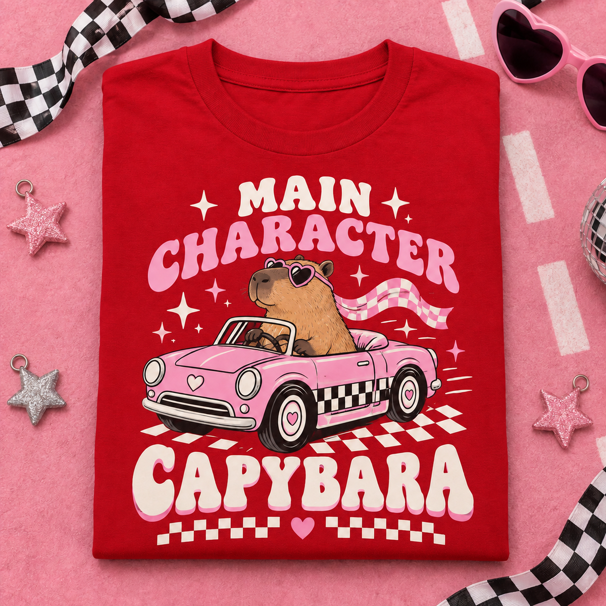 Main Character Capybara youth T-shirt in Red