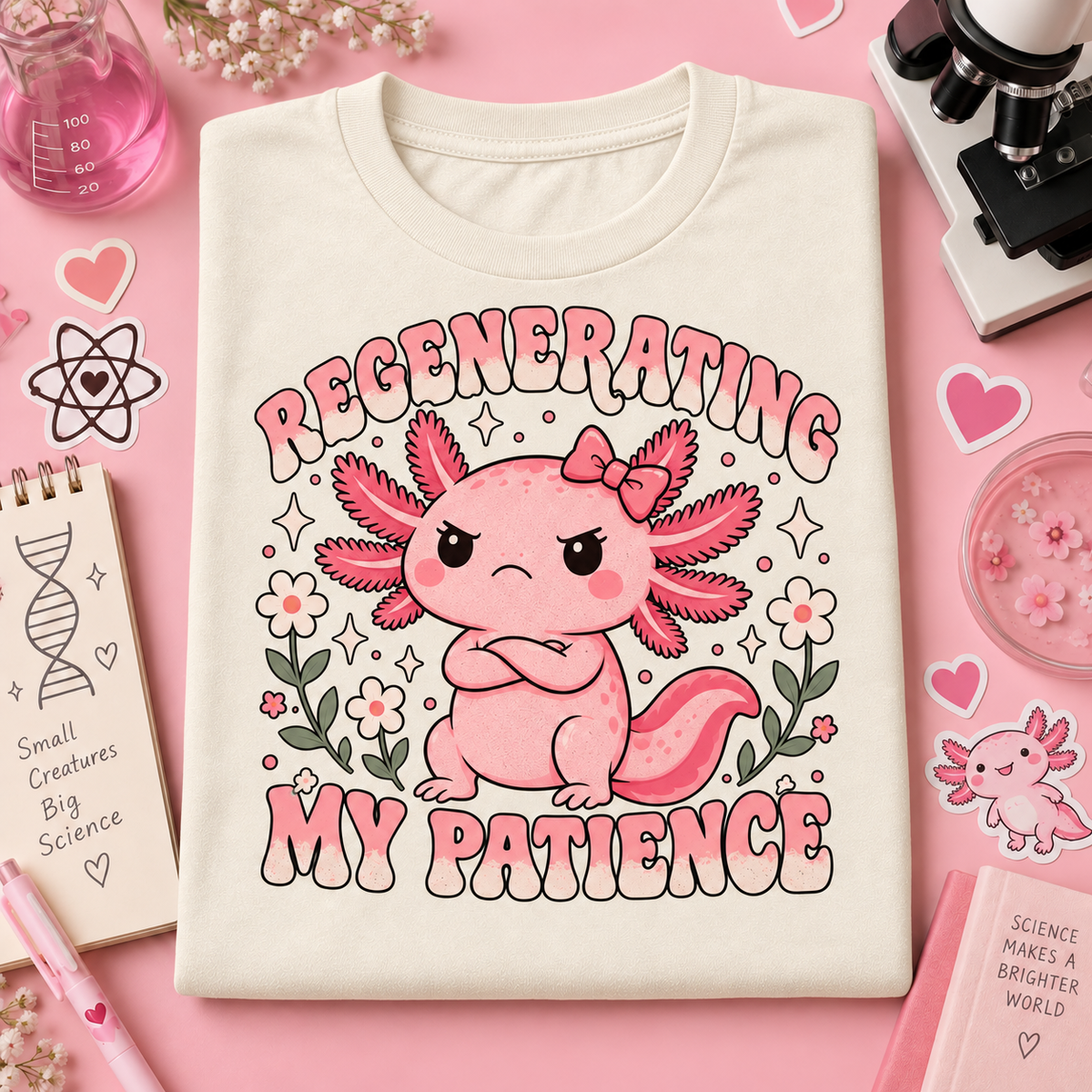 Regenerating My Patience axolotl youth T-shirt in Natural
