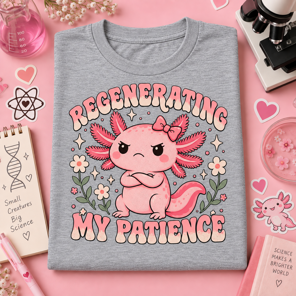 Regenerating My Patience axolotl youth T-shirt in Sport Grey