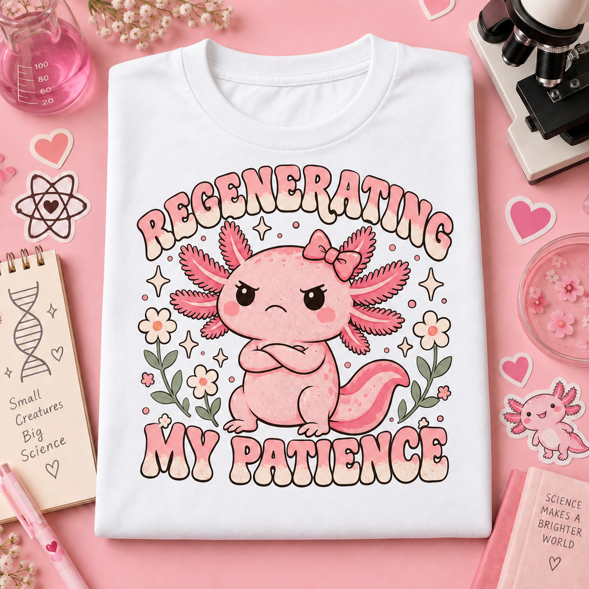 Regenerating My Patience axolotl youth T-shirt in White