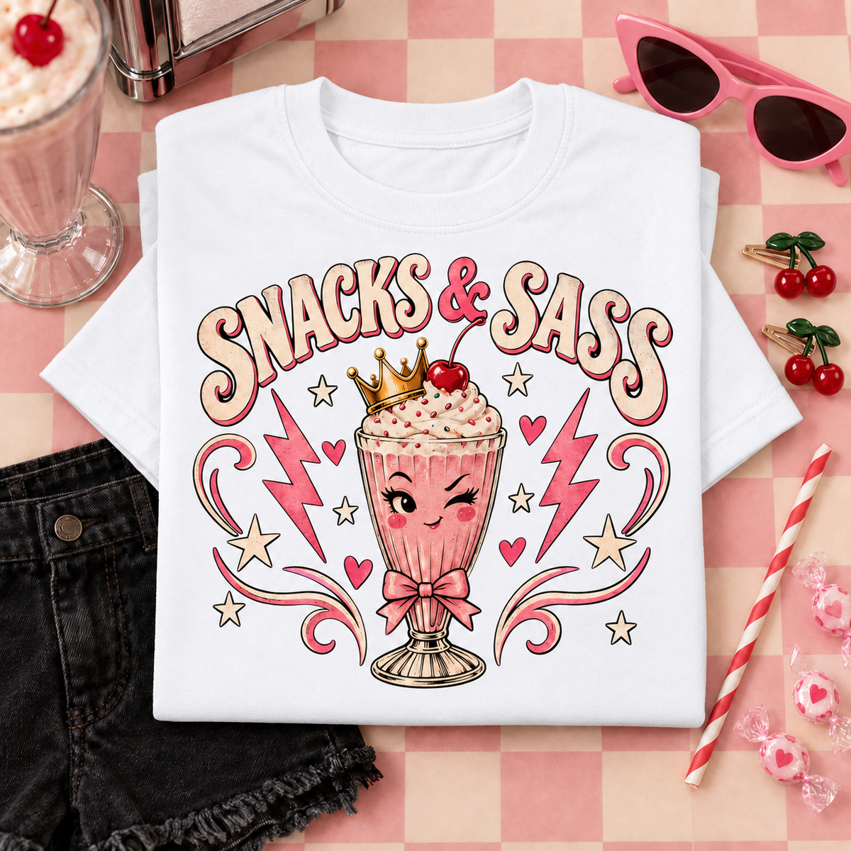 Snacks and Sass Youth T-Shirt color White
