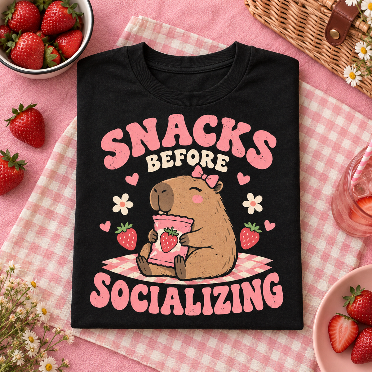 Snacks Before Socializing youth T-shirt in Black