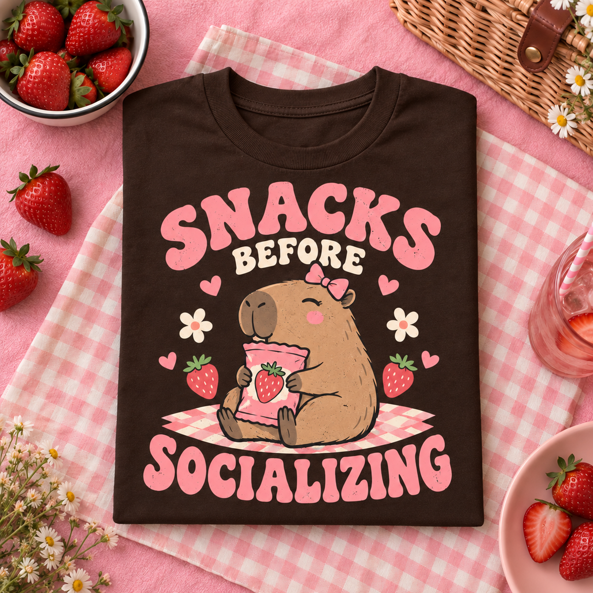 Snacks Before Socializing youth T-shirt in Dark Chocolate