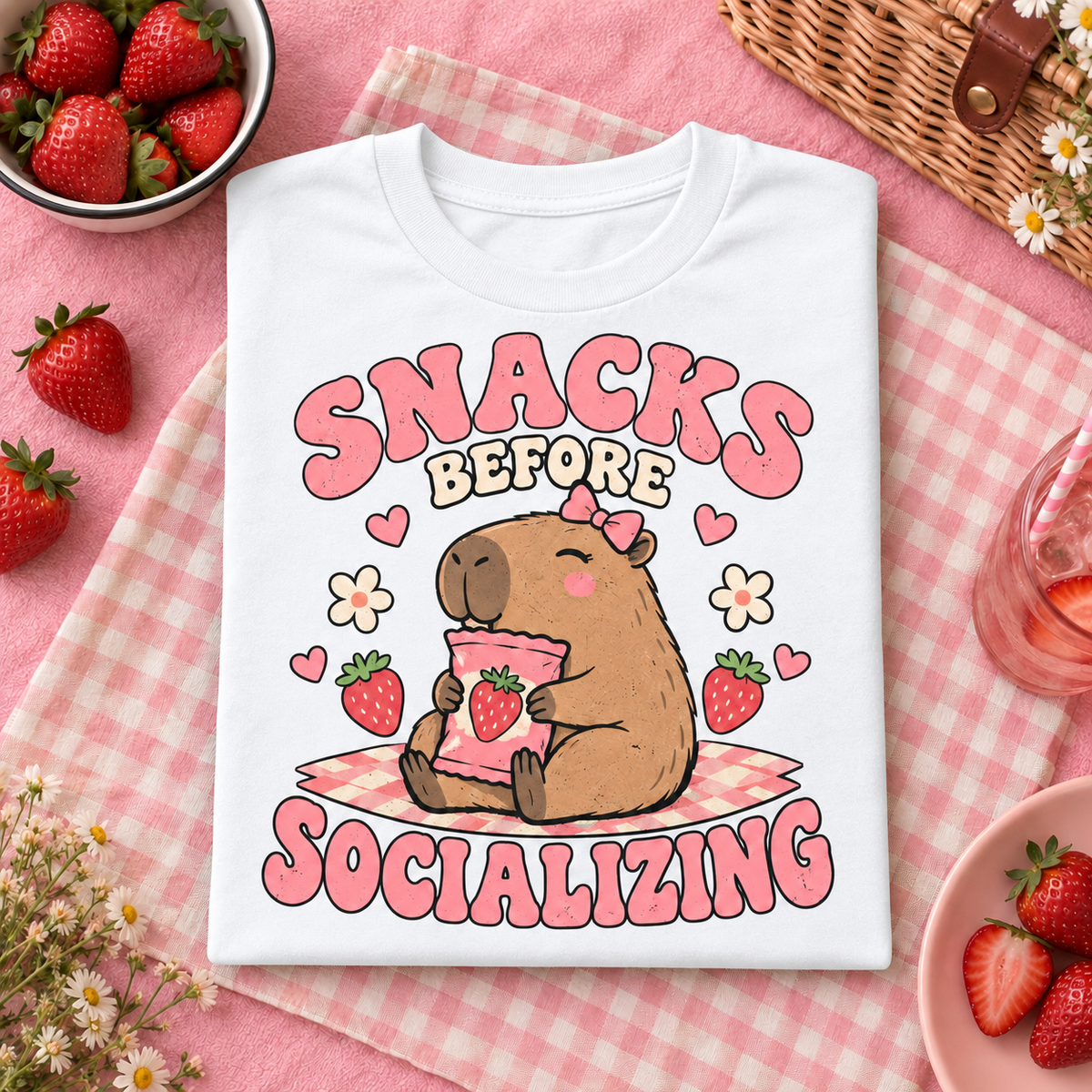 Snacks Before Socializing youth T-shirt in White