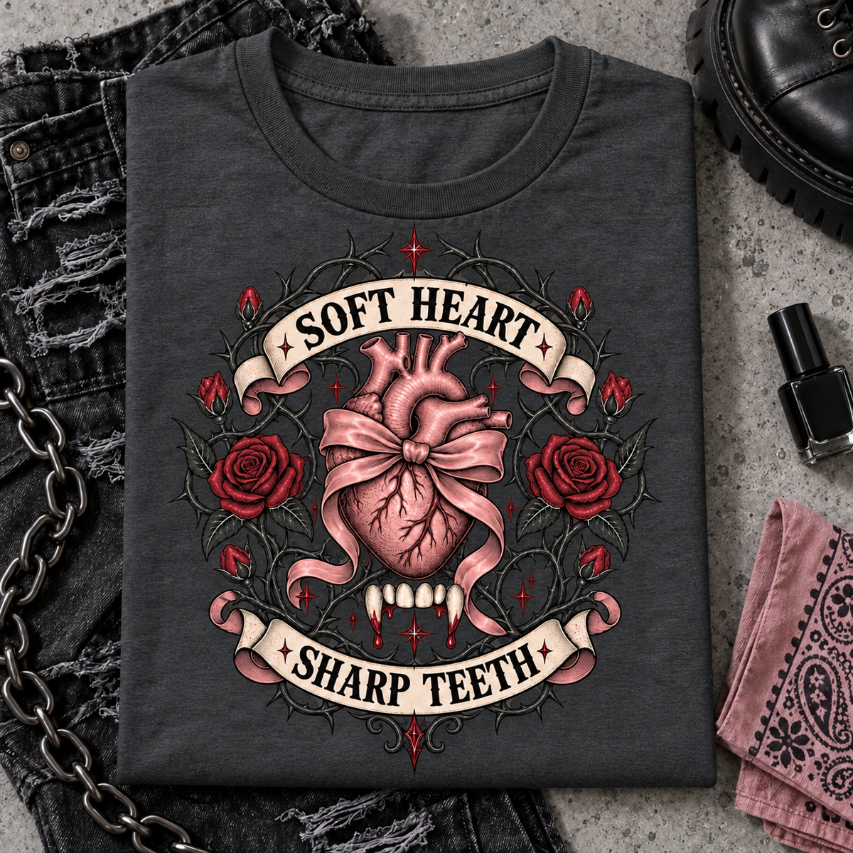 Soft Heart Sharp Teeth color Dark Heather