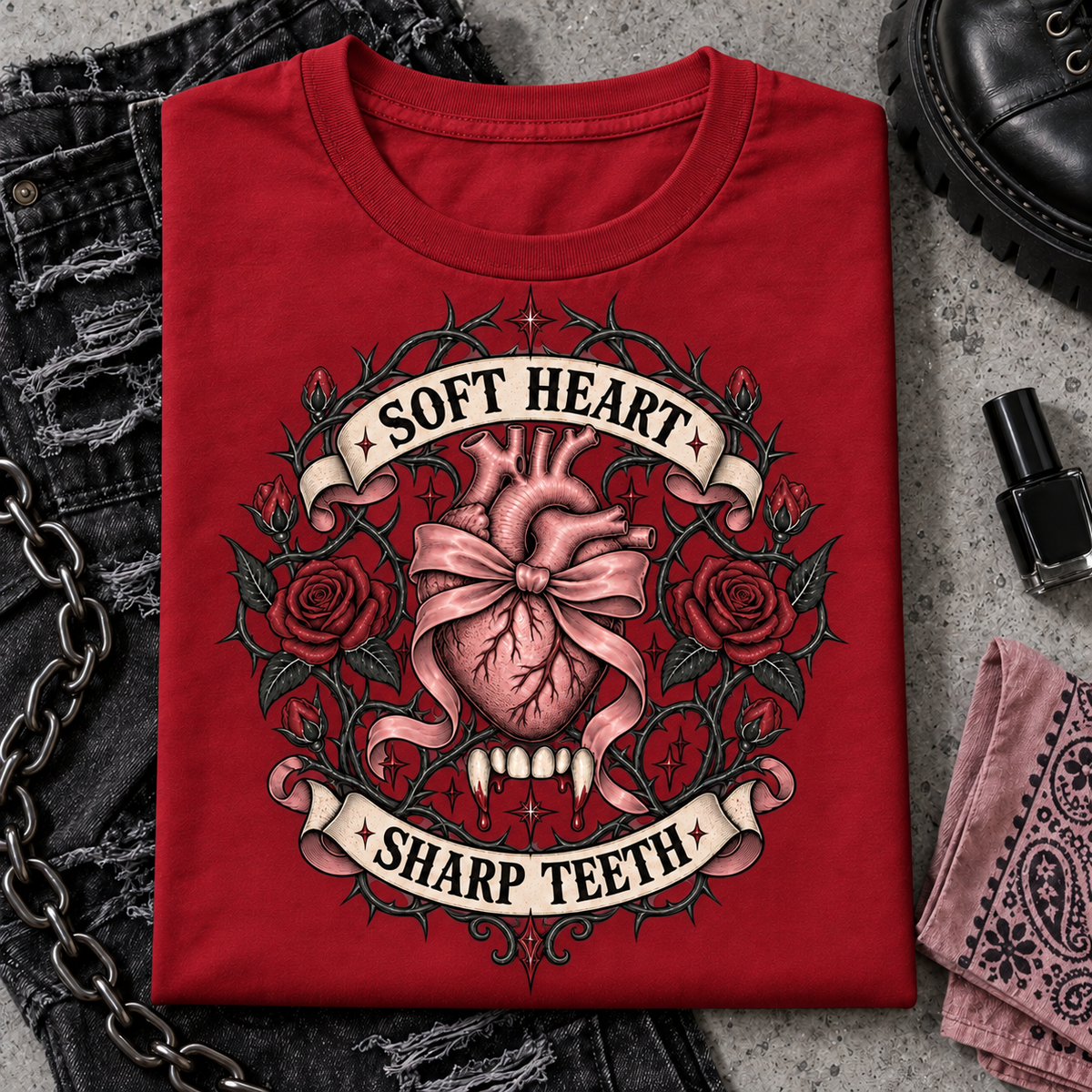 Soft Heart Sharp Teeth color Red